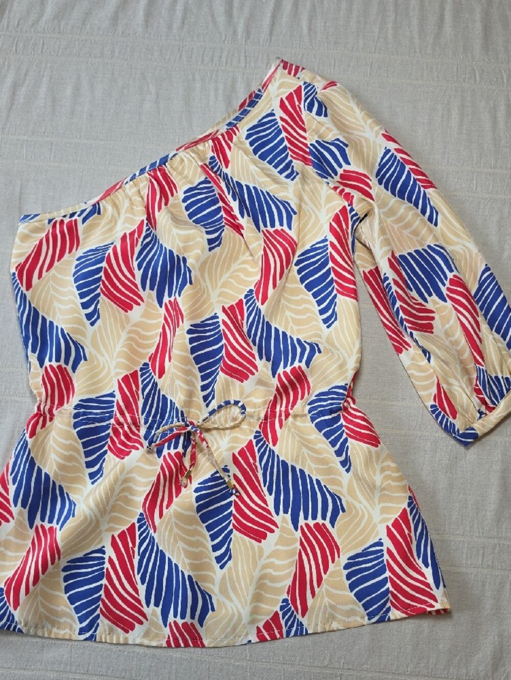 Anthropologie Britt Ryan Colorful One-Shoulder Silk Blouse Women's Size 0
